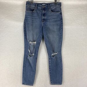 Good American Jeans Womens 14 32 Blue Good Legs Ripped Straight‎ Slim Distressed